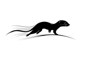 Obraz premium Sprinting weasel icon vector illustration isoleted on white background in silhouette .