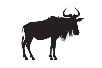 Obraz premium Staggering wildebeest icon vector illustration isoleted on white background in silhouette .