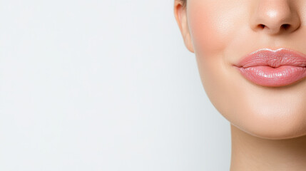 Soft lips, smooth skin, and subtle smile create inviting expression