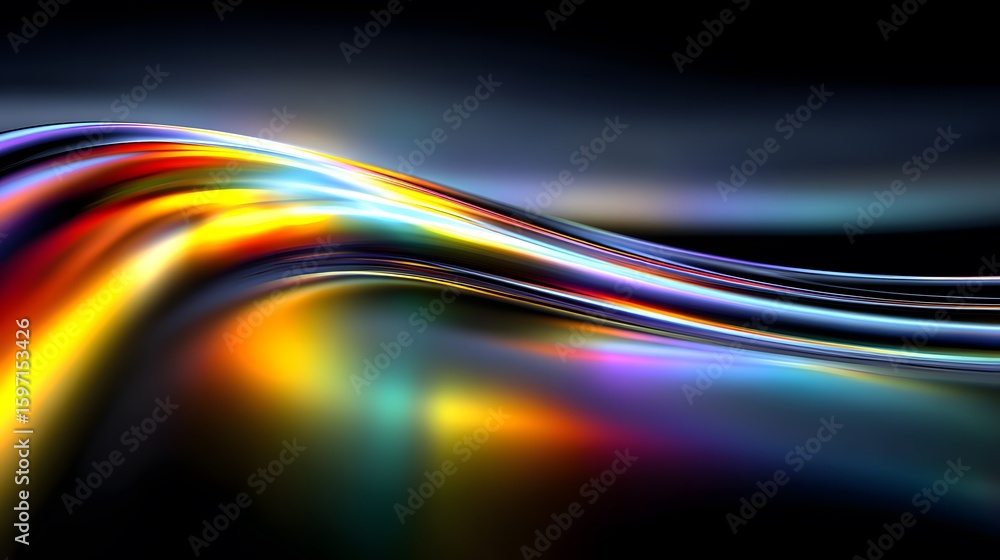 Poster abstract flow of multicolored light waves