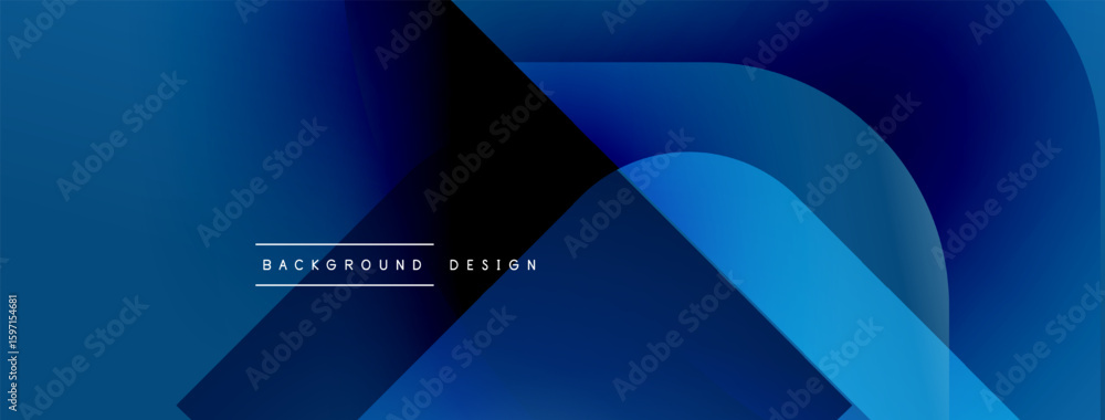 Poster abstract blue gradient background. overlapping shapes create dynamic visual effect. text reads backg