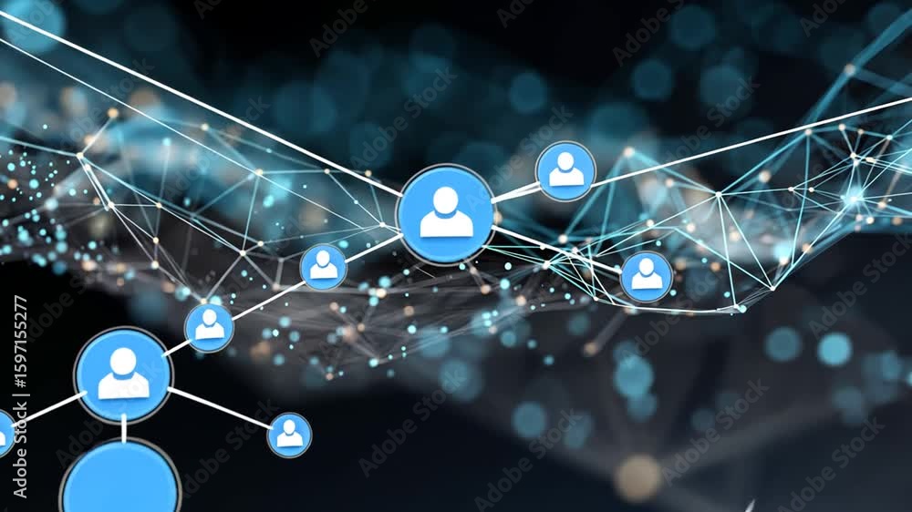 Poster global network connection: abstract visualization of digital interaction and social media