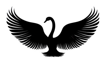 Obraz premium Stretching swan wings icon vector illustration isoleted on white background in silhouette .