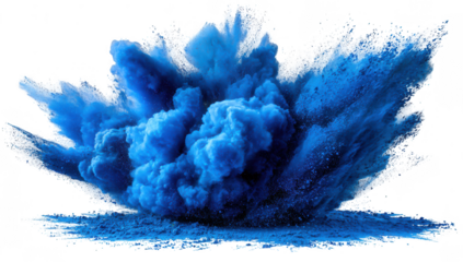 Vibrant blue powder explosion against black