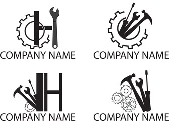 Obraz premium Mechanical Engineer Silhouette Logo Design
