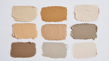 Neutral Paint Swatches in Various Shades of Tan and Brown for Interior Design Projects, Earth Tone Palette for Home Decor and DIY Renovation