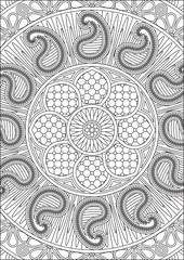 Adult Abstract Mandala Coloring Page Vector