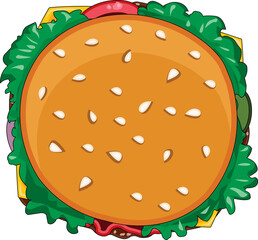 Top View Of Burger Fast Food Vector