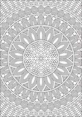Adult Mandala Coloring Page Line Art Vector
