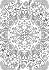 Line Art Mandala Coloring Page For Adult Vector