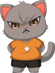 Angry Cat Cartoon Mascot Kitten Vector