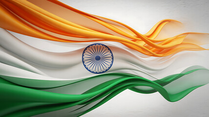 Waving Indian flag with Ashoka Chakra in vibrant colors