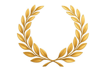 Golden laurel wreath forming a circle, symbolizing victory, achievement, and honor, isolated on a transparent background