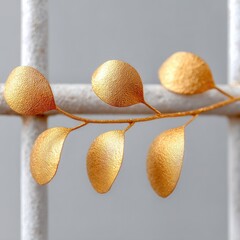 Golden Leaves on Wrought Iron Fence