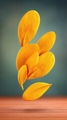 Golden Ochre Leaves Swirling in Gentle Breeze
