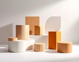 Geometric shapes elegantly presented on platforms