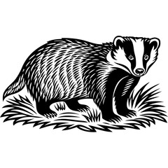 Fototapeta premium Wild Badger Illustration for Nature and Wildlife Art