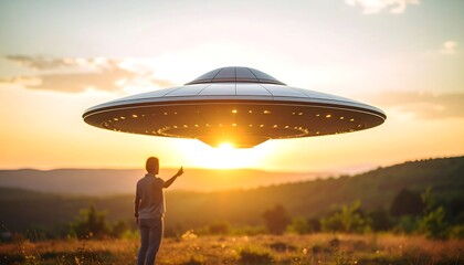 UFO sighting at sunset