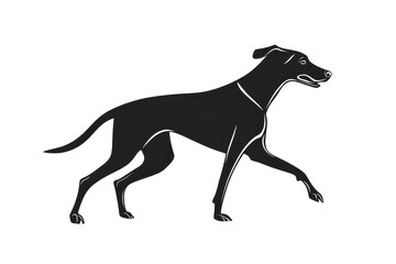 Fototapeta premium Trotting dog silhouette flat design iconn isoleted on white background in and white .