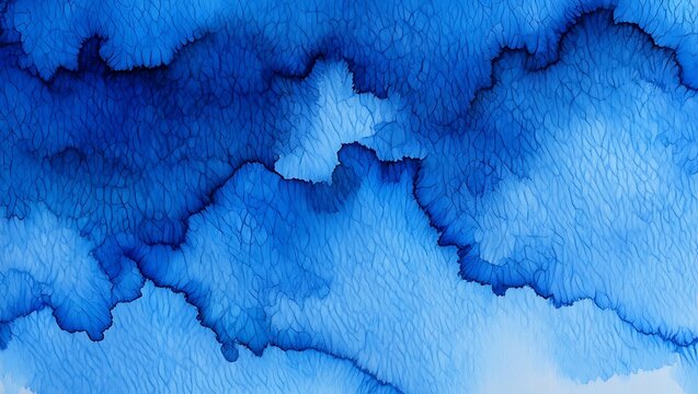Cerulean Abyss: A Dive into Dreamy Blue Ink Textures, Serene Indigo Wash: Ethereal Blue Waves Cascading on Canvas