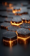 Glowing Dark Hexagonal Tile Texture Render
