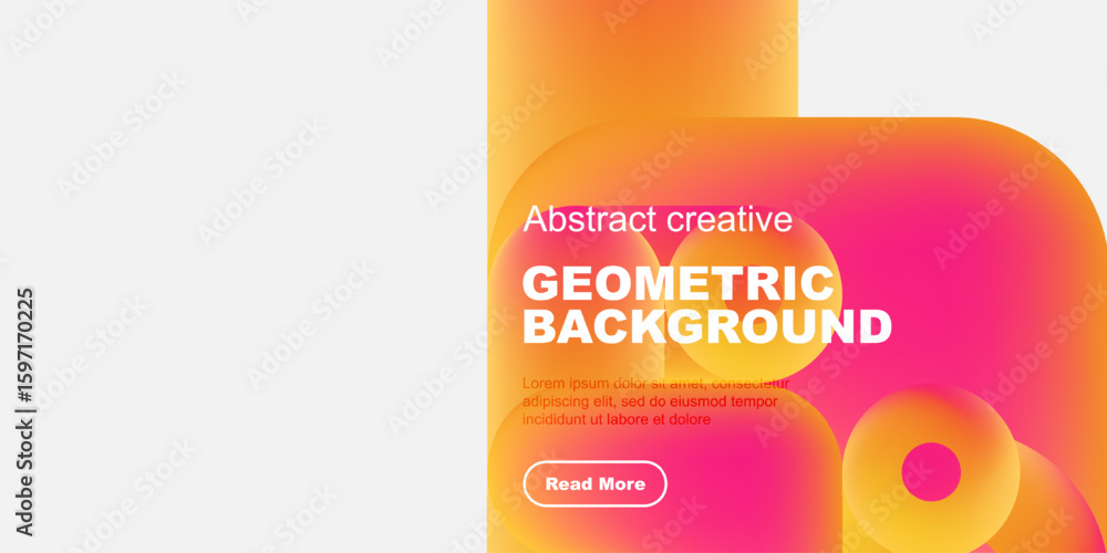 Poster modern design features vibrant overlapping circles, text, button. gradient colors create dynamic vis