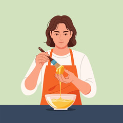 Woman Glazing Pastry with Egg Wash Using Brush for Baking