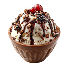 Delicious ice cream sundae with toppings served in a cup
