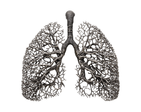 Simulate the human lungs isolated on a transparent background