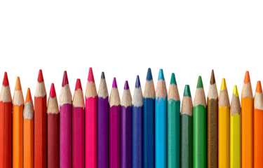 colored pencils background isolated on a transparent background