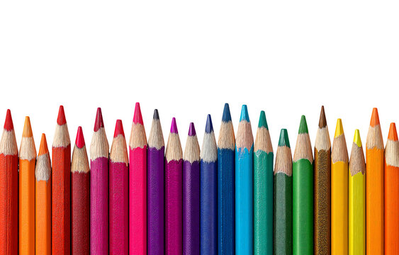 colored pencils background isolated on a transparent background
