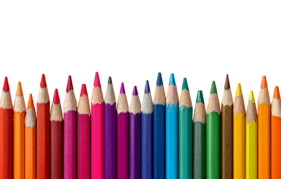 colored pencils background isolated on a transparent background