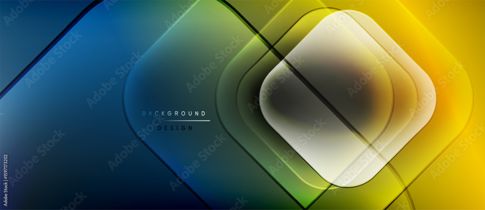 Poster abstract geometric design. gradient colors blend, creating dynamic visual effect. modern background 