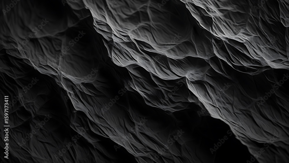 Poster abstract dark topography: a study in monochrome relief and form, exploring depth and texture in an a