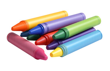 Pile Colorful crayons isolated on a transparent background