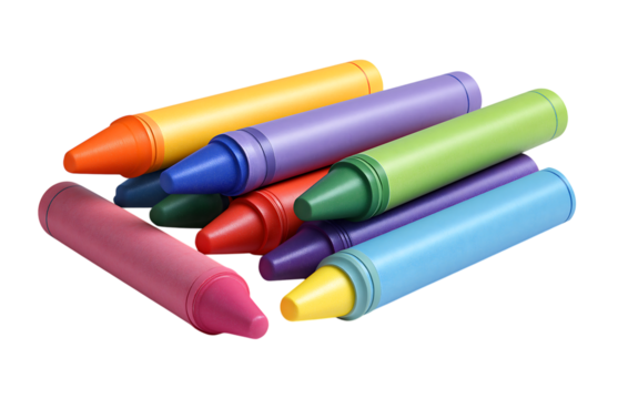 Pile Colorful crayons isolated on a transparent background - Powered by Adobe