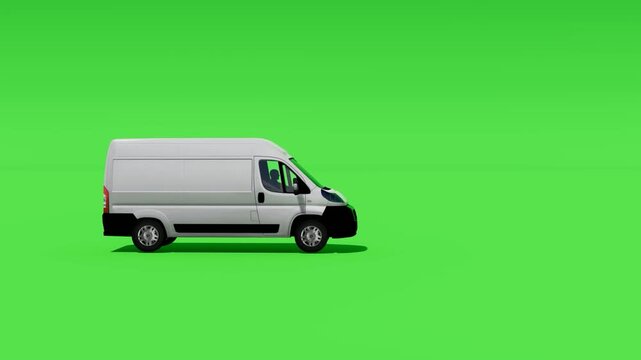 Side View of Moving vans Car with Green Screen Background