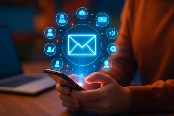 symbolizing digital communication, messaging, and online connectivity through mobile technology.