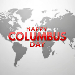 Happy columbus day text overlayed on a world map