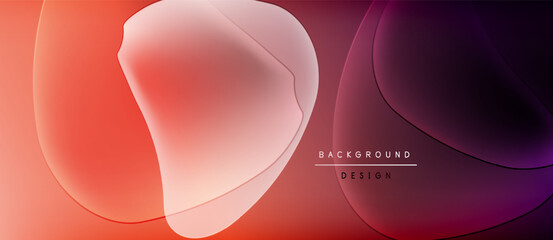 Abstract fluid shapes overlap, creating vibrant gradient effect. Warm colors dominate, transitioning from orange to purple. Minimalist design.