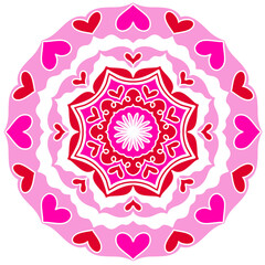 Elegant seamless pink round lace mandala pattern with floral vector ornament for oriental design decoration