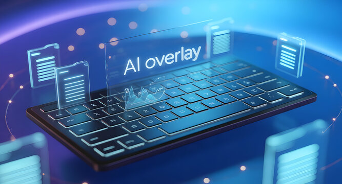 Ai overlay on futuristic keyboard