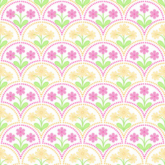 Seamless floral pattern vector with vintage flower and leaf decoration tile for textile design