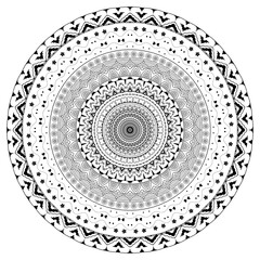 Black and white ornate floral circle pattern design element for decoration