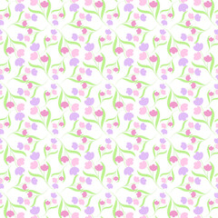 Seamless pattern with pink floral heart design for spring textile decoration