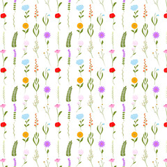 Seamless pattern with colorful musical notes, flowers, and hearts, perfect for fun vector art design