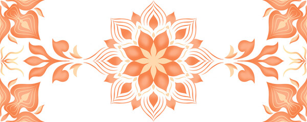 Vibrant abstract floral designs burst with fiery orange and warm spring colors, showcasing a dynamic interplay of stylized flowers, leaves, and ornamental patterns in a captivating vector illustration