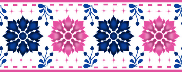 This vibrant vector illustration features a seamless floral pattern of colorful abstract flowers and butterflies, perfect for a decorative textile or wallpaper design