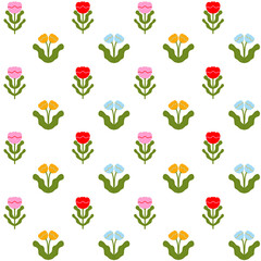 Seamless pattern with colorful floral heart design, perfect for vintage nature-inspired wallpaper or summer decoration