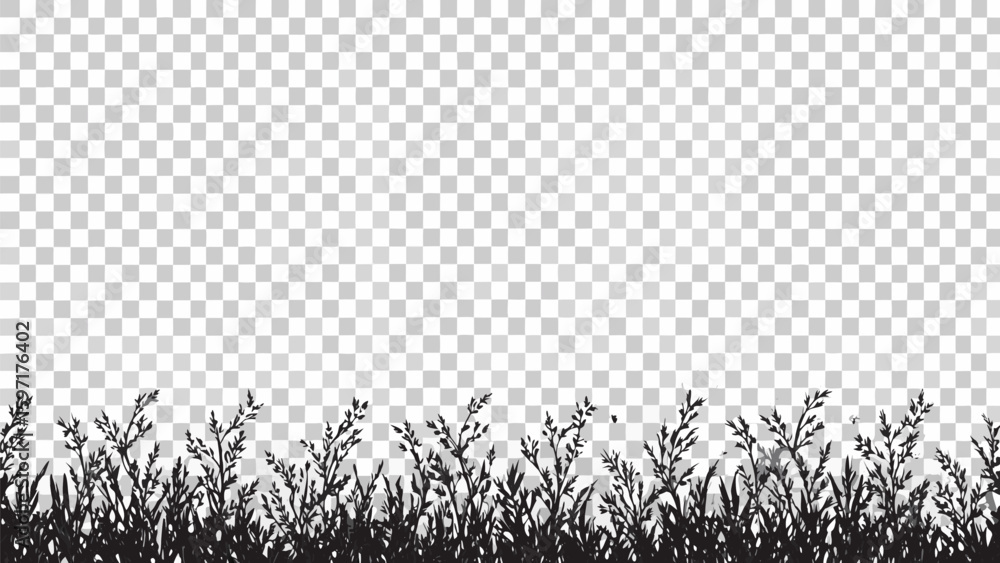 Aufkleber vector silhouette of grass and plants at the bottom against a transparent background creating a natu